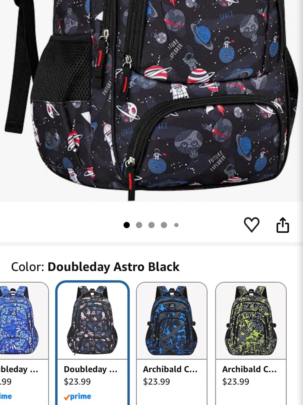 Black Space-Print Backpack